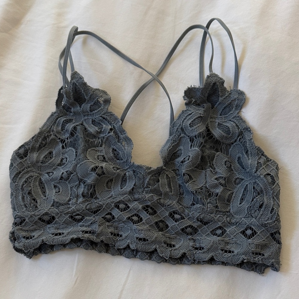Slate blue Lace Bralette